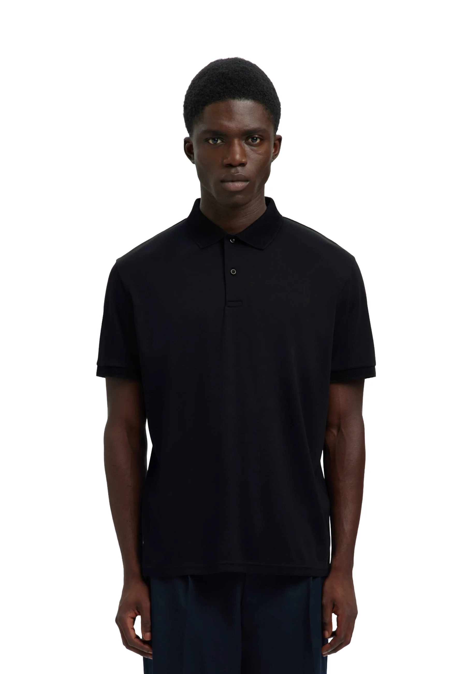 Selected Homme Black Slmfave Button Polo Uomo | 16099994 - Image 2