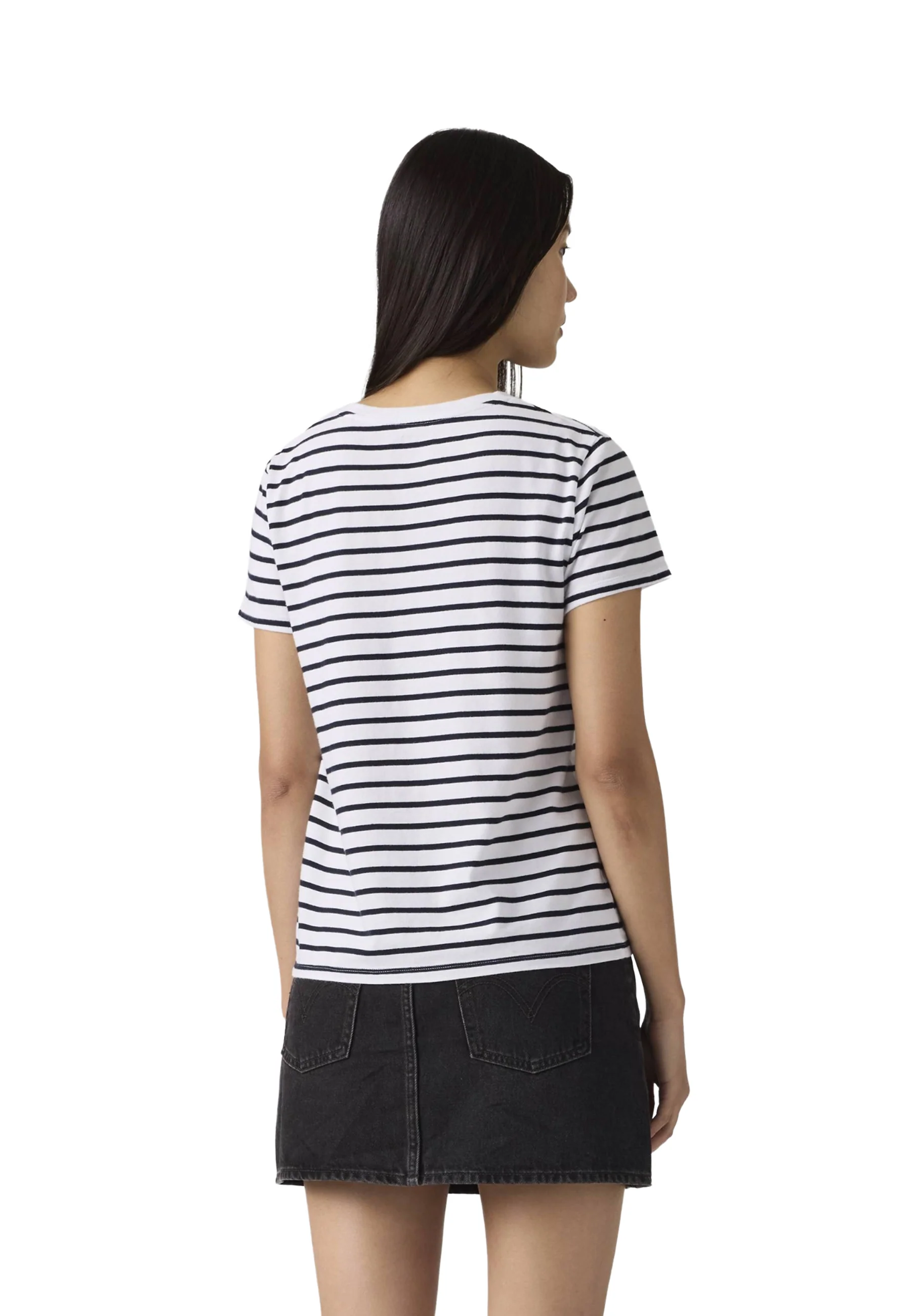 Levi's Perfect Tee Emily Stripe Bright White Navy T-shirt Donna | 39185-0400 - Image 3