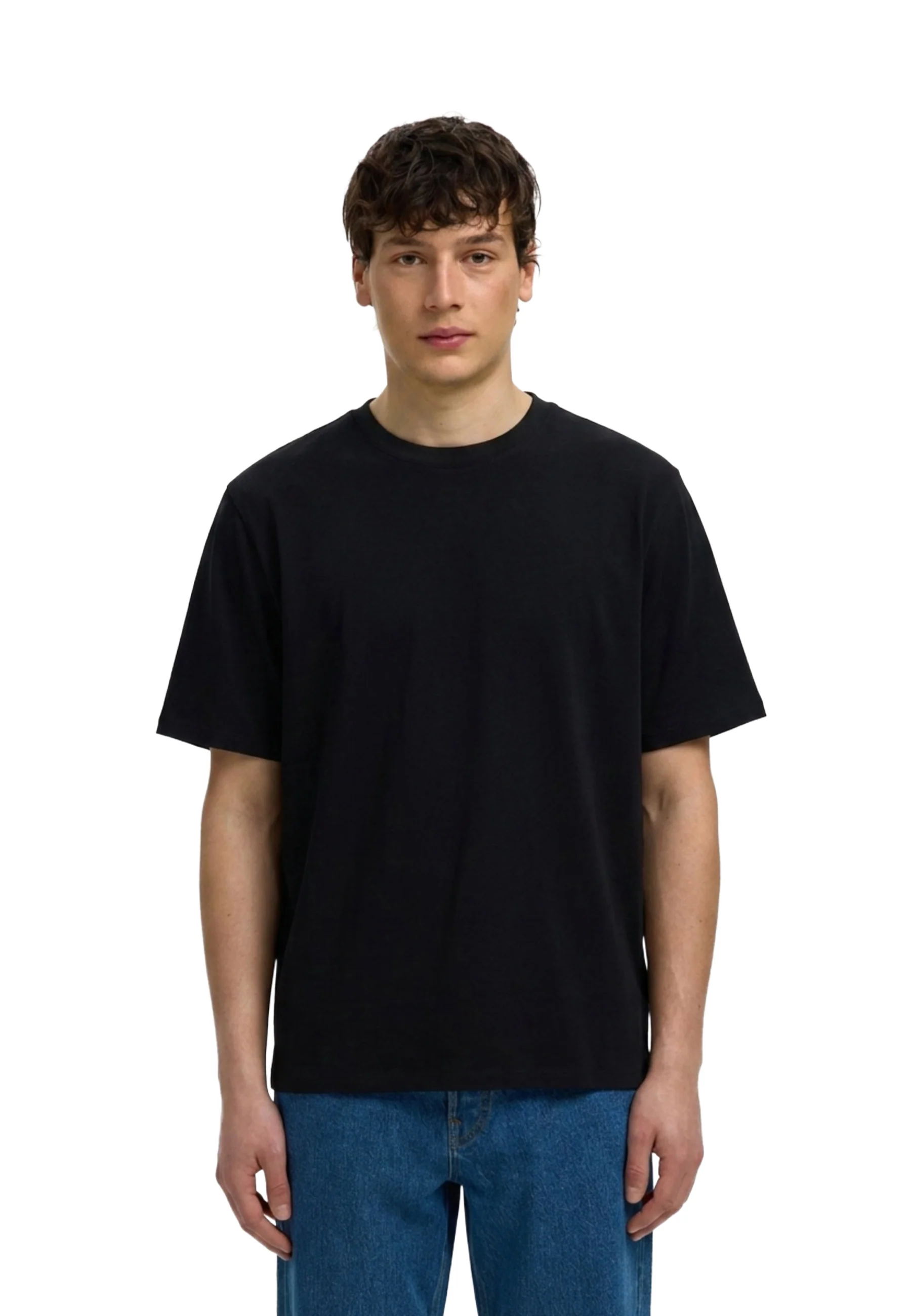 Selected Homme Black Slmatlas Ss O-neck T-shirt Uomo | 16100145 - Image 6
