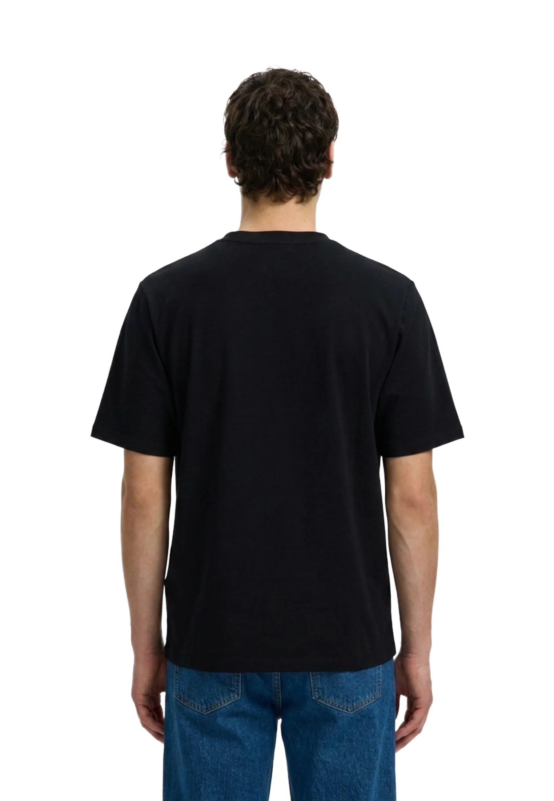 Selected Homme Black Slmatlas Ss O-neck T-shirt Uomo | 16100145 - Image 7